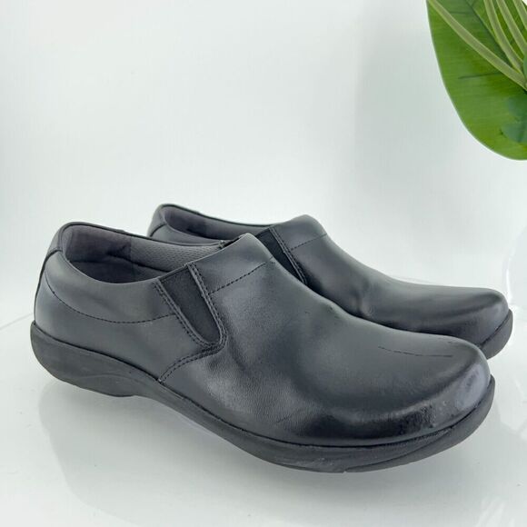 Dansko Women's  Ellie Loafer Size 40 9.5 Black Leather Slip On Flat Shoe Comfy - Picture 1 of 14